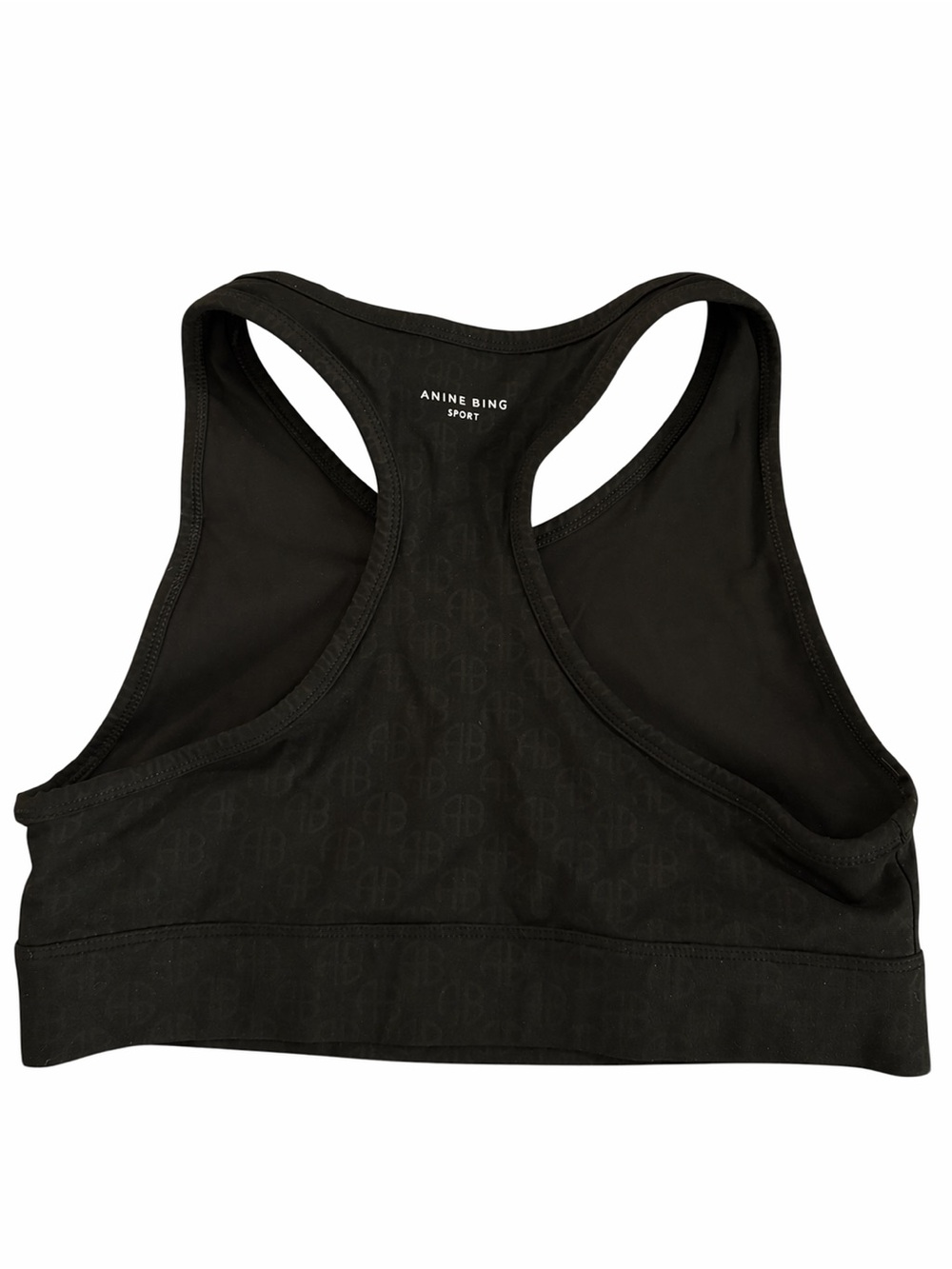 ANINE BING Blair Black Sports Bra Crop Top in Monogram Print - Sz Medium - EUC - Picture 4 of 9